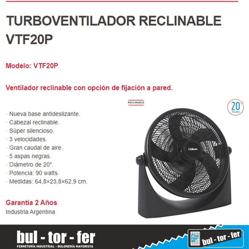Imagen 2 de 6 de Ventilador De Pared Y De Piso Liliana Vtf20p 5 Palas De 20