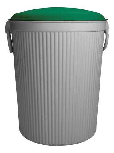 Bote De Basura 12l Tapa Circular En Colores Color Gris-tapa Verde