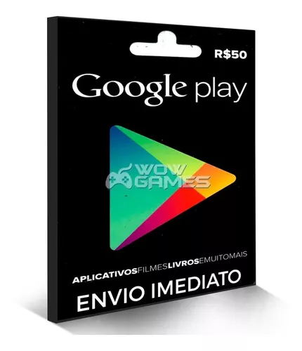 Cartão Google Play Brasil Store R$ 50 Brasileiro - 50 Reais (Brasil) - -  Card Store - Cartão Presente, Voucher, Vale Presente, Gift Card PSN, Xbox,  Netflix, Google, Uber, iFood, Steam e muito mais!