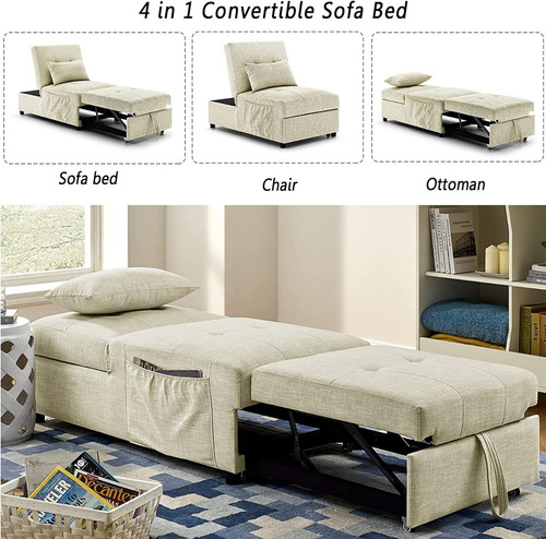 Sofa Cama Convertible 4 En 1 Color Beige Marca Antetek