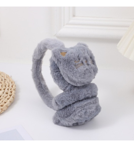 Orejeras Abrigadas P/ Invierno Calentitas Animales Cute Soft Gatito Gris