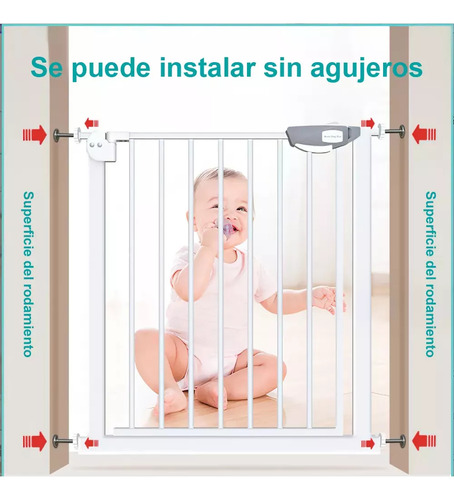 Quoriv Puerta Seguridad Interior Expandible Reja Pressure Mount Para Bebe Mascota +peluches, Altura Total 78cm Expandable 69-116cm,menos De 90 Grados De Cierre Automático De Rebote,blanco