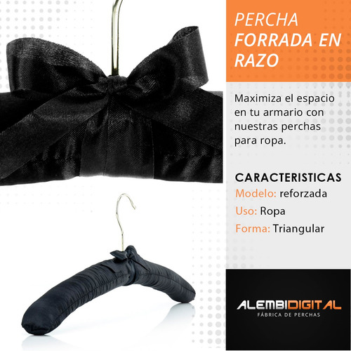 Pack X 10 Percha Madera Forrada Acolchada Tela De Raso