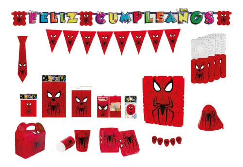 Kit Decoración Piñata Fiesta Infantil Spiderman Escudo