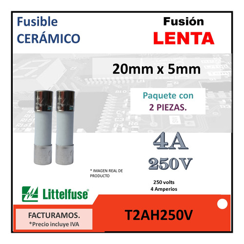 Fusible Cerámico Europeo 4a 250v Fusión Lenta / Slow Blow