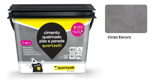 Pisos y paredes internas de cemento quemado, 4,5 kg, cuarzolito, gris oscuro