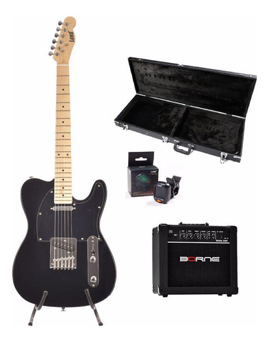 Guitarra Land Telecaster Preta L-t1 + Cubo G30 + Acessórios
