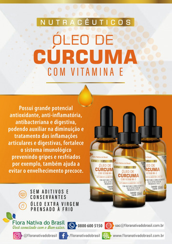 Oleo Curcuma + Vitamina E Em Gotas 30ml