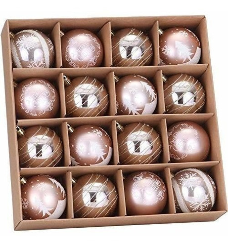 Bolas Para Arbol De Navidad X16u. /8cm/ Oro Rosa Decorado