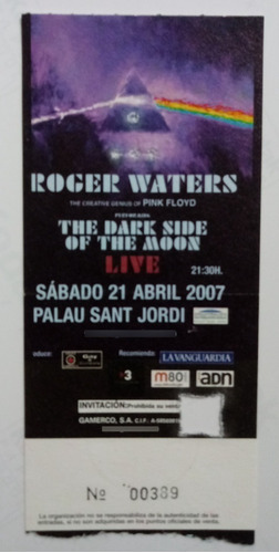 Roger Waters - The Dark Side Of The Moon Barcelona Ticket