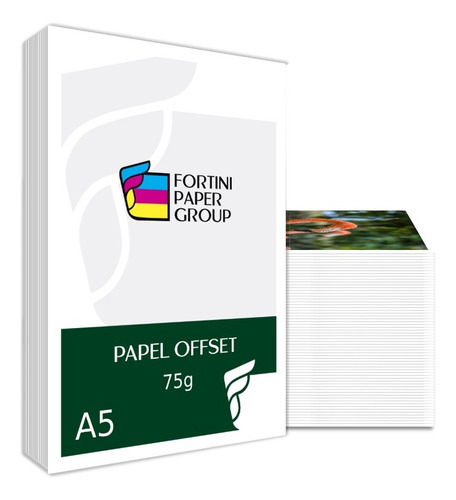 Papel Offset Fortini Paper A5 de  2000 folhas de 75g branco