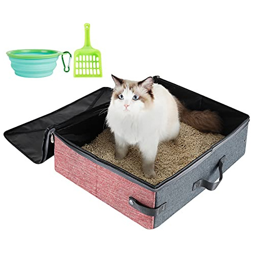 Caja De Arena Portátil Gatos Tapa Y Asa, Transportador...