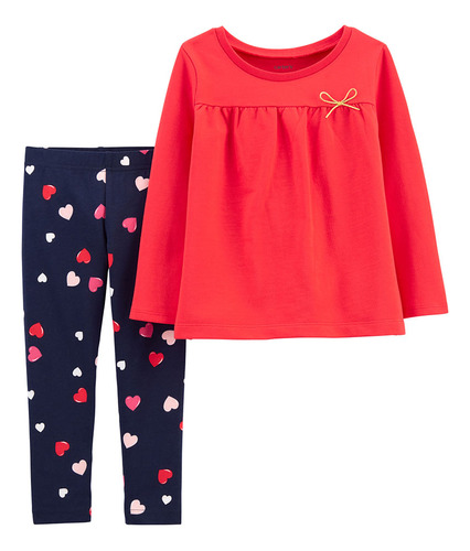 Carters Set 2 Piezas Remera Calza Corazones