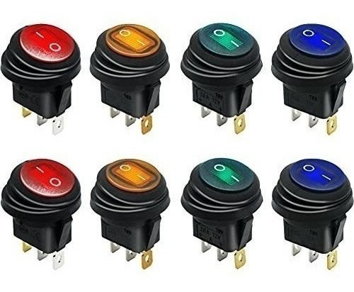 Mxuteuk 8pcs 12v Impermeable Redondo Interruptor Basculante 