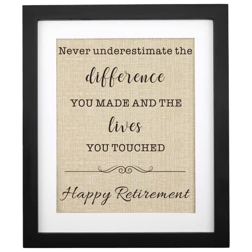 Framed Happy Retirement Burlap Gift 11  W X 13  H, Cowo...