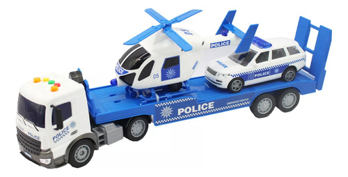 Grua Policia Helicoptero Carrito Friccion Luz Sonido Juguete Color Multicolor