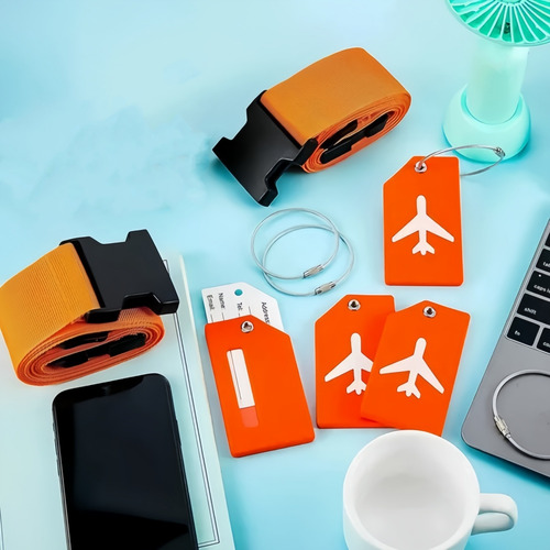 * 8 Correas De Equipaje Ajustables Y Etiquetas De Equipaje