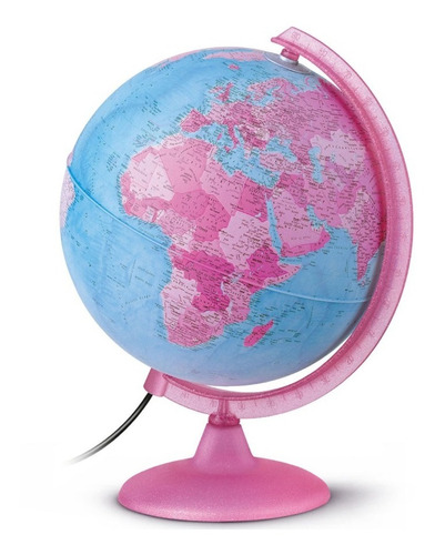 Globo Terráqueo Rosa Con Luz Tecnodidattica