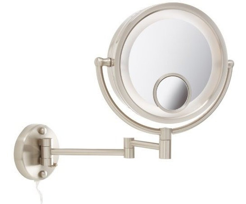 Jerdon Hl8515n Lighted Wall Mount Makeup Mirror With 7x And 