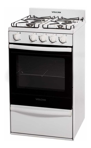 Cocina Volcan 89144V a gas 4 hornallas  blanca puerta con visor 70L