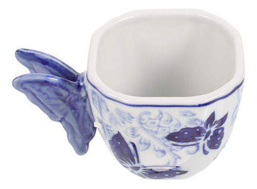 Taza De Café Con Forma De Mariposa China De Porcelana Azul Y