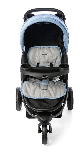 Imagen 2 de 4 de Cochecito de 3 ruedas Felcraft Simply 5007 celeste con chasis color negro