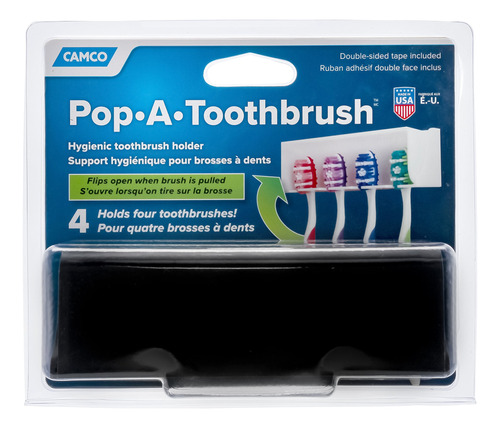 Cepillo De Dientes Camco Pop-a, 4 Brochas, Negro