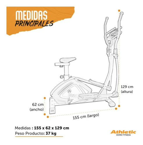 Imagen 7 de 9 de Caminador Elíptico Athletic 500ea + Mini Bike Jy-8207 Mg