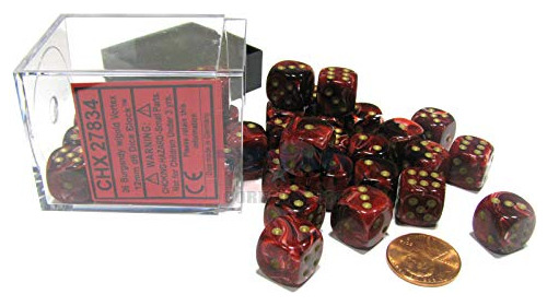 Dado Estandar Para Juego D6 12mm 36 Dice Set Vortex Burgundy