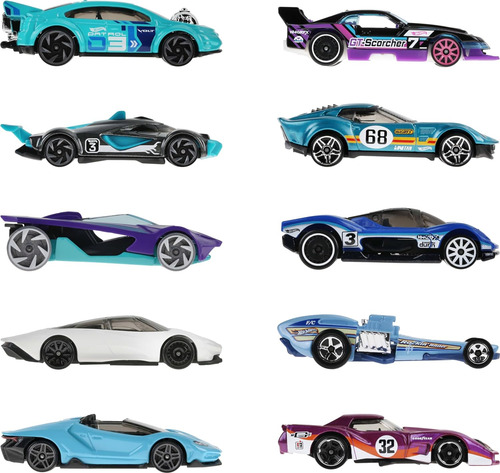 Coches De Carreras Hot Wheels, Pack De 10, Escala 1:64