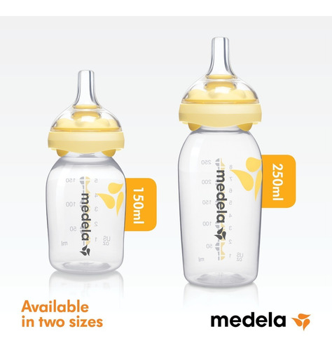 Mamadeira Medela Calma Bico + 2x Frascos: 250ml + 150ml Veja