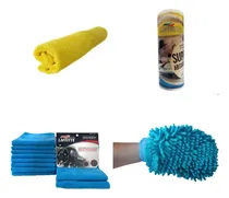Comprar Kit Paño 35x35 + Chamois + Guante De Microfibra + Paño 40x60
