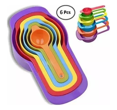 Tazas Cucharas Medidoras Fondant Cocina Reposteria 6pz