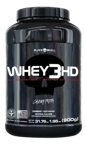 Suplemento em pó Black Skull  Caveira Preta Series Whey 3HD proteínas Whey 3HD sabor  chocolate em pote de 900g