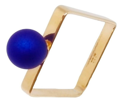 Anillo Oro 18k Laminado Mujer Cuadrado Perla Azulina Dama