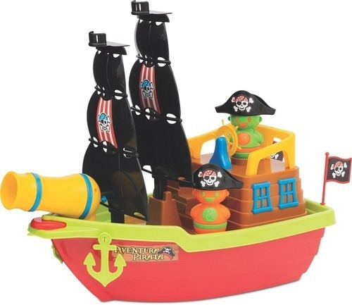 Novo Brinquedo Infantil Barco Aventura Pirata Agua Mercotoys