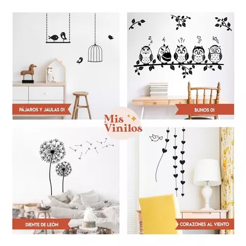 Vinilos Para Pared Decorativos Arboles Buhos Flores - $ 6.499