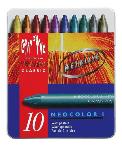 Pastel Oleoso Caran D'ache Neocolor I Metálico Com 10 Cores