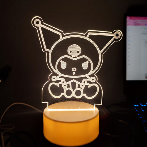 Lámpara Led Hello Kitty Ilusión 3d Luz De Noche Usb 18cm