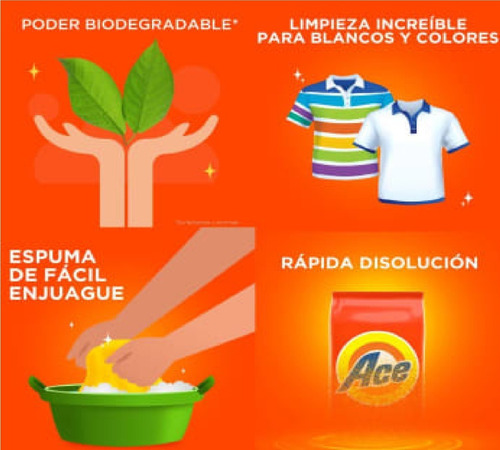 Detergente En Polvo Ace 18 Pzas 500 G