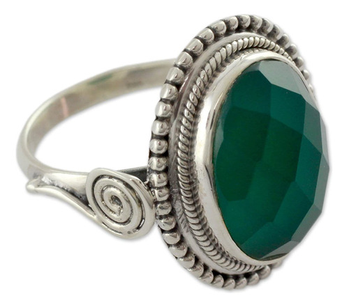 Novica Mejorada Onyx .925 Anillo Cóctel, Verde Magnificencia