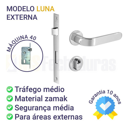 Fechadura Imab Externa Luna Cromado