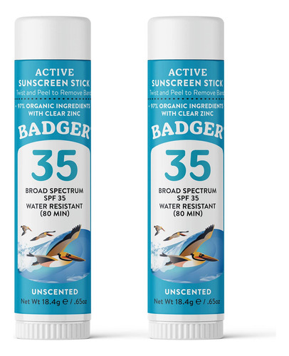 Badger Protector Solar Mineral Spf 35 Active (paquete De 2)