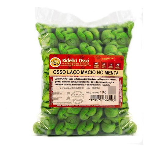 Osso Macio Nó - Kidelici Osso - Sabor Menta - 1 Kg