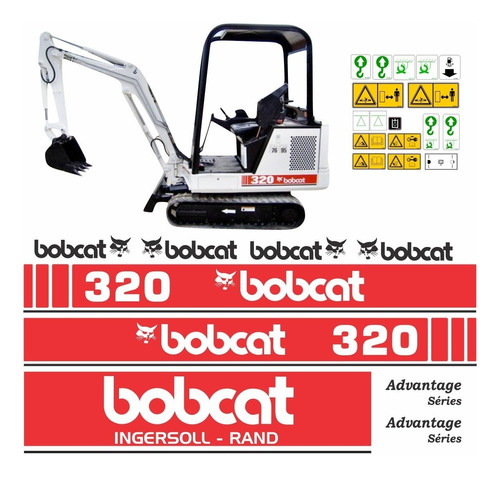 Kit Adesivo Mini Escavadeira Bobcat 320 + Etiquetas Mk