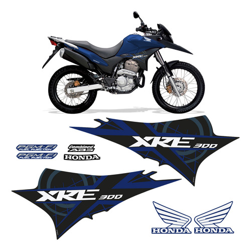 Kit Adesivos Para Honda Xre 300 2012 Moto Azul - Genérico