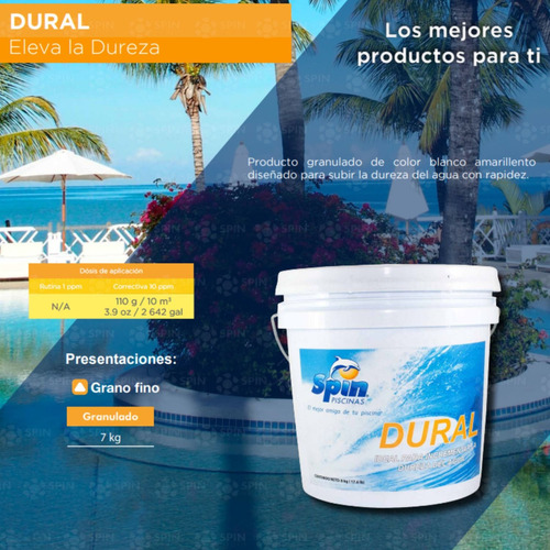 Dural Para Alberca Sube La Dureza Por Calcio Spin 8.5 Kg