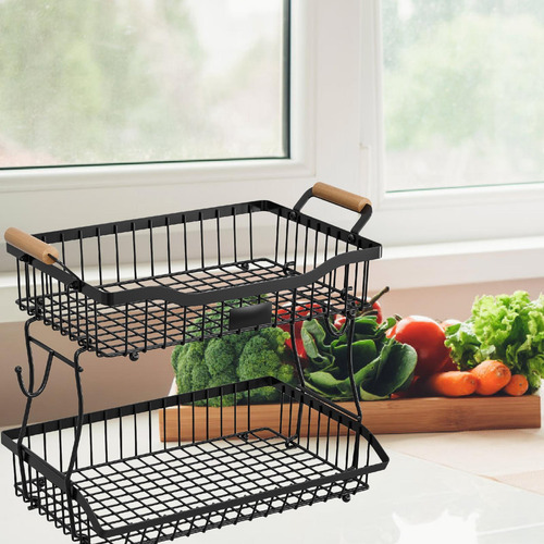 2 Niveles De Canasta De Frutas Soporte De Soporte De Frutas