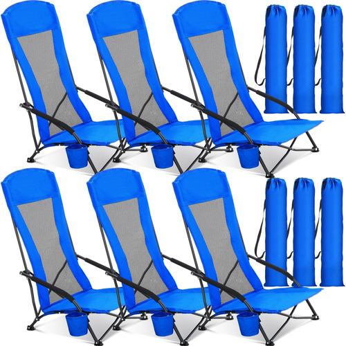 6 Silla Playa Plegabl Para Adulto Camping Respaldo Alto Taza