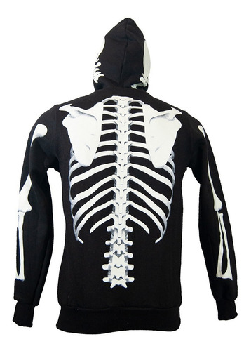 Imagen 2 de 4 de Campera Esqueleto Huesos Premiun - Brilla En La Oscuridad
